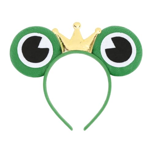 Frosch Kostüm Haarreif, Froschkönig Haarreifen mit Froschaugen und Krone, Froschkönig Kostüm Accessoire, Frosch Kostüm Damen Kinder Zubehör Tier Haarbänder für Karneval Halloween Motto Party von Augesak