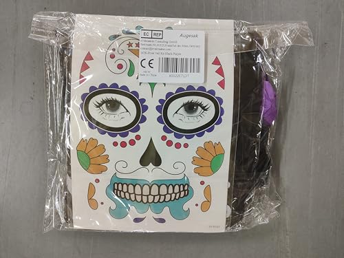 Tag der Toten Haarreif Schleier, Mexikanische Stirnband Kopfschmuck Rosen Totenkopf, Gesichtstattoo Skelett Strumpfhose Handschuhe, Dia De Los Muertos Kostüm Accessoires für Fasching Karneval von Augesak