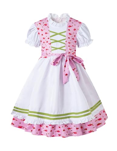 Auggle Oktoberfest-Kostüm für Mädchen, deutsches Dirndlkleid, Kinder, Biermädchen, Cosplay, Outfits (Rosa, 11–12 Jahre) von Auggle