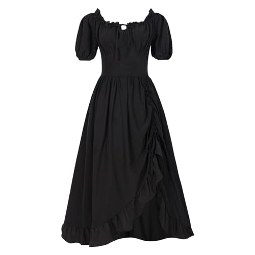 Augystre Damen Mittelalter Kleid Retro Renaissance Partykleid Mittelalter Kostüme Damen Gothic Kleider Halloween Karneval Kostüm Damen Vintage Maxikleid Für Halloween Karneval Kostüm von Augystre