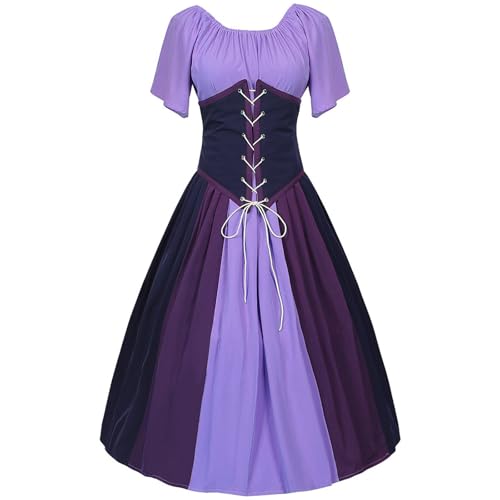 Augystre Damen Mittelalterliche Kleid Gothic Retro Langarm Partykleid Renaissance Cosplay Mittelalterliches Kostüm Low Design Steampunk Korsettkleid für Halloween Karneval Oktoberfest Cosplay von Augystre