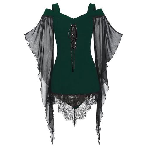 Augystre Damen Mittelalterliche Kleid Langes Fledermaus Kleid Gothic Kleid Renaissance Wikinger Kleidung Damen Gothic Kleider Halloween Karneval Kostüm Kleider Karneval Kostüm Damen Abendkleid von Augystre