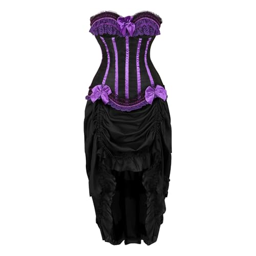 Augystre Damen Steampunk Gothic Kleid Gothic Kleid Mittelalterliches Kleid Renaissance Wikinger Kleidung Damen Gothic Kleider Halloween Karneval Kostüm Fasching Karneval Halloween Cosplay Kostüm von Augystre