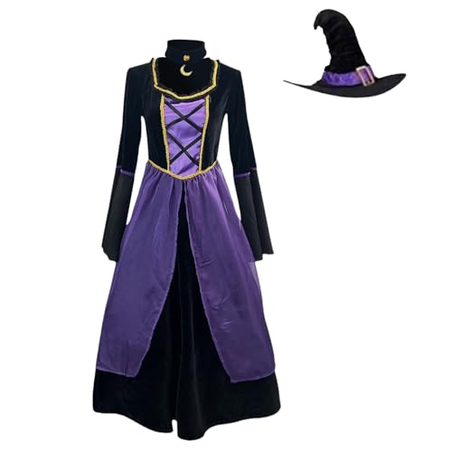 Augystre Damen Steampunk Gothic Kleid Gothic Retro Langarm Partykleid Renaissance Partykleid Gothic Kleider Gothic Kleider Halloween Karneval Kostüm Fasching Halloween Cosplay Hexe Kostüm von Augystre