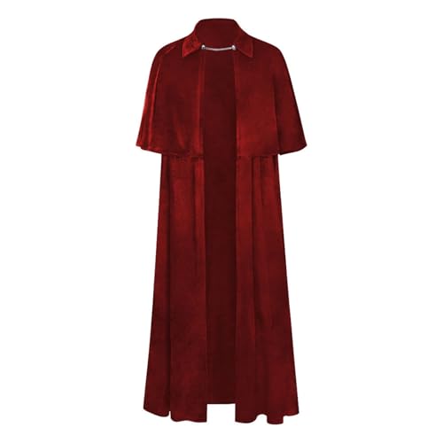 Augystre Damen Umhang mit Kapuze Mittelalter Kleidung Mantel Gotik Ritter Cape Lange Robe Halloween Kostüme Halloween Renaissance Umhang Mittelalter Erwachsene Cosplay Party Rote Robe Kostüm von Augystre