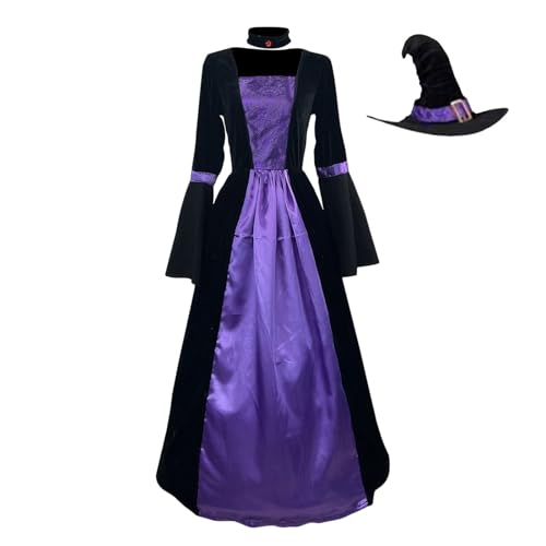 Augystre Mittelalter Kleid Damen Langarm Schnüren Vintage Punk Puffärme Kurzarm mit Rüschen Gothic Corsagenkleid Renaissance Kleid Viktorianisches Fasching Karneval Halloween Cosplay Kostüm von Augystre