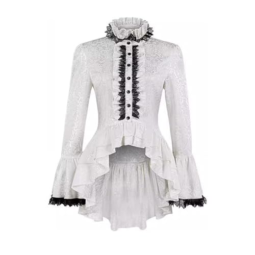 Augystre Mittelalter Kleidung Damen High Low-Saum mit Rüschen Gothic Kleid Spitze Stickerei Retro Kostüm Viktorianisches Renaissance Prinzessin Kleidung für Halloween Karneval Oktoberfest Cosplay von Augystre