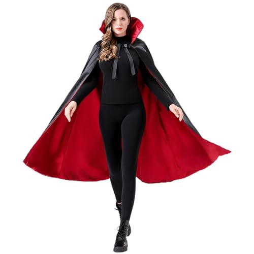 Augystre Mittelalter Umhang Kapuzenumhang Damen Halloween Umhang mit Kapuze, Dunkelgrün Umhang, Umhang kostüm Cape Satin Erwachsene, Umhang Kostüm Mantel Halloween Weihnachten Karneval Kostüm von Augystre