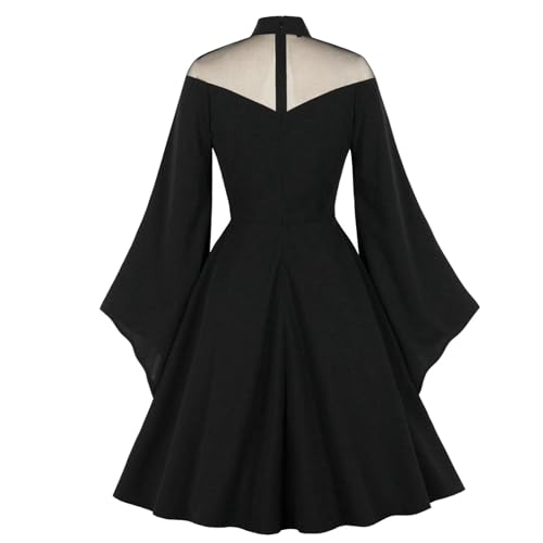 Augystre Renaissance Kleid Damen Elegant Tunika Maxikleid Frauen Retro Ballkleid Cocktailkleid Festliches Puffärmel Gesmokte Taille Baumwollkleid Kleider Karneval Kostüm Damen Abendkleid von Augystre