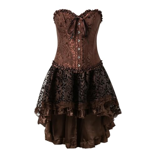 Augystre Renaissance Kleid Damen Korsett Schnüren Vintage Punk Puffärme Renaissance Partykleid Gothic Kleider Rockabilly Kleider Damen Fasching Karneval Halloween Cosplay Kostüm von Augystre