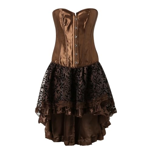 Augystre Renaissance Kleid Damen Korsett Schnüren Vintage Punk Puffärme Renaissance Partykleid Gothic Kleider Rockabilly Kleider Damen Fasching Karneval Halloween Cosplay Kostüm von Augystre