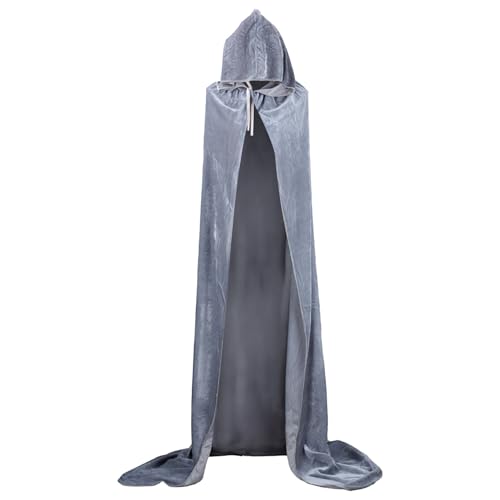 Augystre Umhang mit Kapuze Lange Cape Vampir Kostüm Halloween Weihnachten Erwachsener Unisex Samt Mantel Halloween Renaissance Umhang Rote Robe Kostüm von Augystre