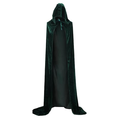 Augystre Umhang mit Kapuze Lange Cape Vampir Kostüm Halloween Weihnachten Erwachsener Unisex Samt Mantel Halloween Renaissance Umhang Rote Robe Kostüm von Augystre