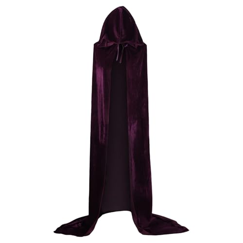 Augystre Umhang mit Kapuze Lange Cape Vampir Kostüm Halloween Weihnachten Erwachsener Unisex Samt Mantel Halloween Renaissance Umhang Rote Robe Kostüm von Augystre