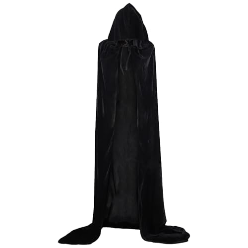 Augystre Umhang mit Kapuze Lange Cape Vampir Kostüm Halloween Weihnachten Erwachsener Unisex Samt Mantel Halloween Renaissance Umhang Rote Robe Kostüm von Augystre