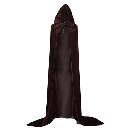 Augystre Umhang mit Kapuze Lange Cape Vampir Kostüm Halloween Weihnachten Erwachsener Unisex Samt Mantel Halloween Renaissance Umhang Rote Robe Kostüm von Augystre