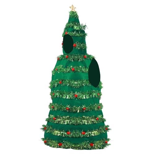 Augystre Weihnachtsbaum Kostüm Elfenns Weihnachtskostüme für Kinder,Weihnachten Kinderkleider Weihnachtsbaum Kostüm Erwachsene Grüner Weihnachtsbaum Kleid Männer Frauen Holiday Party von Augystre