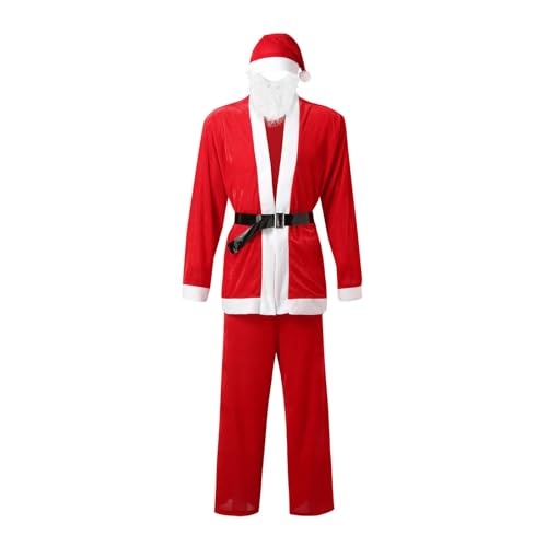 Augystre Weihnachtsmann Kostüm Herren, Weihnachtsmann Outfit Erwachsene Nikolaus Kostüm Herren Set mit Komplettem Weihnachtsmann Zubehör Set für Weihnachten, Karneval von Augystre