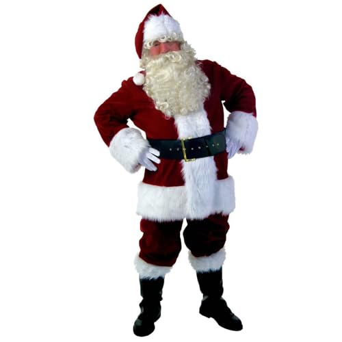 Herren Damen Kostüm Weihnachtsmann Partei Cosplay Outfits anzüge Santa Claus Nikolauskostüm Deluxe Samt Erwachsene Santa Anzug Regal Plüsch Vater Samt Cosplay Kostüm von Augystre