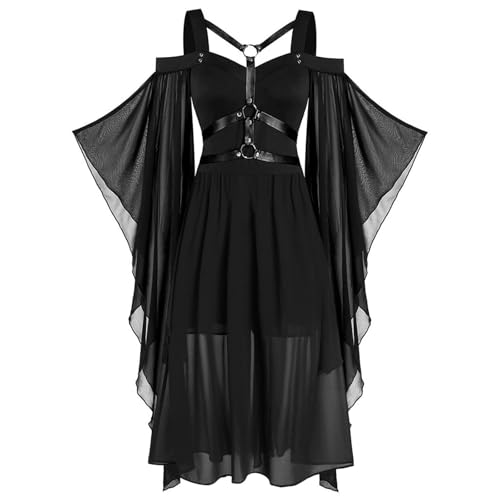 Mittelalter Kleidung Damen Gothic Retro Kleider Renaissance Kostüme Vintage Elegante Fledermaus Cocktailkleid Viktorianischen Königin Kleid Kostüm Karneval Mittelalter Kleidung Halloween Kostüm von Augystre