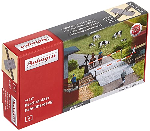 Auhagen 44637 44637-Beschrankter Bahnübergang, Modelleisenbahn Zubehör, bunt von Auhagen