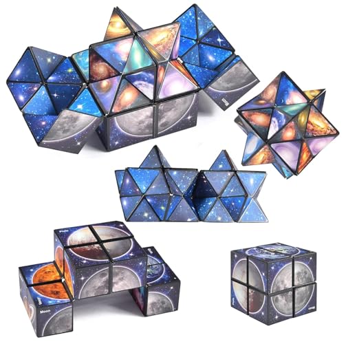 2 in 1 Magic Cube Set,Sternenklarer Himmel Zauberwürfel Infinity,3D Transforming Cubes,Infinity Cube,Zauberwürfel Cube Kinder Morphing Cube Geschenke für 6-12 Jährige von Auirshiky