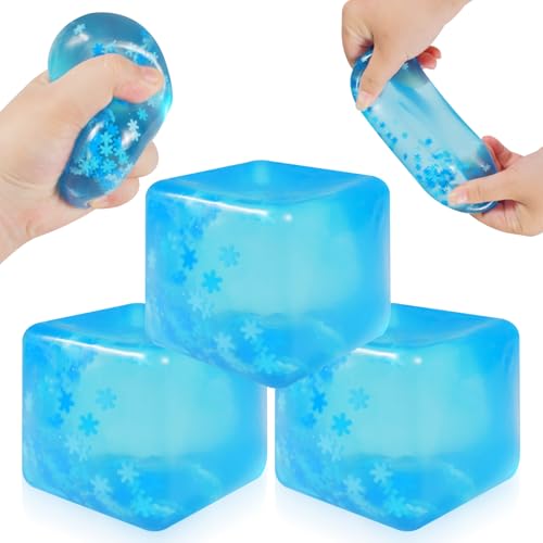 3 Stück Stressbälle Squeeze Cube,Großes Eiswürfel-Fidget Toys, Antistressball Squeeze,Anti Stress Spielzeug Bälle,Antistressbälle für Kinder Erwachsene von Auirshiky