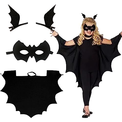 3 Stücke Halloween Kostüm,Halloween Maske Set,Vampirfledermaus-Kostümzubehör, Prinzessin Fledermaus Rock,Cosplay Vampirflügel Kostüm,ür Karneval Mottoparty Halloween Cosplay Party Geschenkt (Schwarz) von Auirshiky