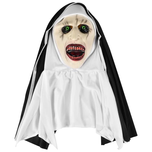 Auirshiky Halloween Maske,Skelett Masken,Halloween-Kostüm-Cosplay-Partymasken,The Nonne Horror Halloween Masken,Unisex-Karnevalsmasken für Erwachsene, Halloween-Cosplay-Partygeschenke von Auirshiky