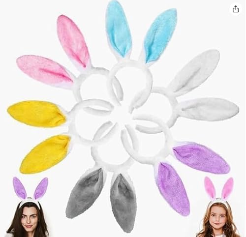 Auirshiky Ostern Hasenohren Haarreif,6 Stück Plüsch Hasenohren Haarreif (Plush) von Auirshiky