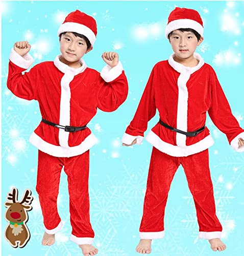 Weihnachtsmann Kostüm Kinder,Kinderkostüm Weihnachtsmann,Jungen Nikolaus Kostüm,Santa Claus Costume,Weihnachtskostüm 4 Stück für Partys,Weihnachten,Karneval & Halloween - Rot (Rot, Boys Costume 120) von Auirshiky