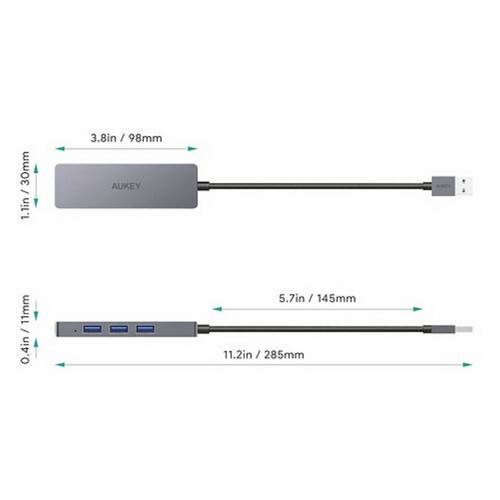 Aukey CB-H36 4 Port USB 3.0-Hub Silber von Aukey