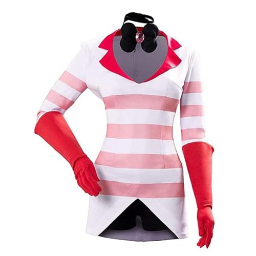 Anime Hazbin Hotel Cosplay Kostüm Engel Staub Cosplay Outfits Halloween Karneval Kostüm Täglich Uniform Full Set für Erwachsene (Engel Staub, 32) von Aulande