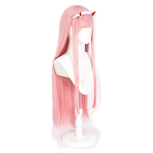 Aulande Darling in The FRANXX Zero Two Cosplay Kostüm 02 Zero Two Rotes Uniform Kleid Anzug für Halloween Party (②only Wig, Einheitsgröße) von Aulande