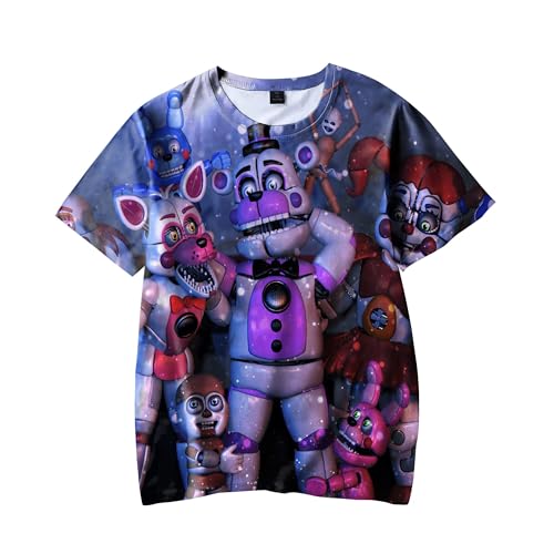 Aulande FNAF T-Shirts für Kinder Jungen 3D gedruckt Five Nights Bear Cartoon Kurzarm T-Shirt Security Breach FNAF Shirt Teens Tops (Type 2, 110) von Aulande