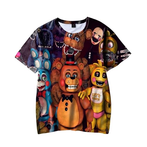 Aulande FNAF T-Shirts für Kinder Jungen 3D gedruckt Five Nights Bear Cartoon Kurzarm T-Shirt Security Breach FNAF Shirt Teens Tops (Type 3, 110) von Aulande