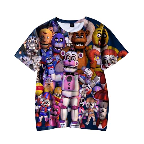 Aulande FNAF T-Shirts für Kinder Jungen 3D gedruckt Five Nights Bear Cartoon Kurzarm T-Shirt Security Breach FNAF Shirt Teens Tops (Type 4, 110) von Aulande