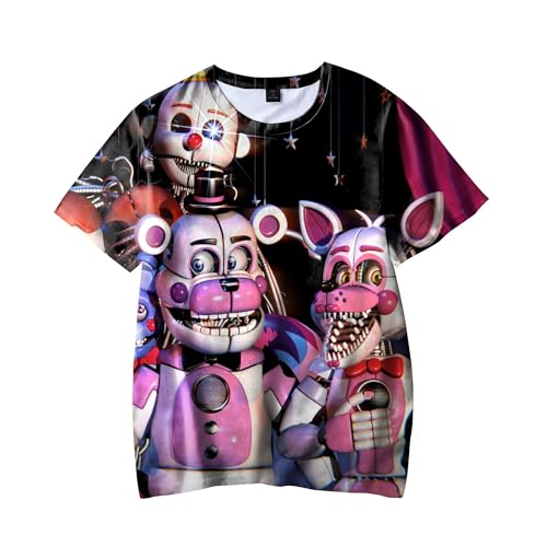 Aulande FNAF T-Shirts für Kinder Jungen 3D gedruckt Five Nights Bear Cartoon Kurzarm T-Shirt Security Breach FNAF Shirt Teens Tops (Type 5, 110) von Aulande