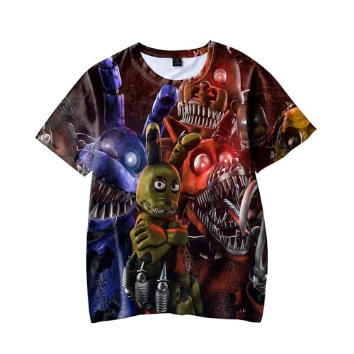 Aulande FNAF T-Shirts für Kinder Jungen 3D gedruckt Five Nights Bear Cartoon Kurzarm T-Shirt Security Breach FNAF Shirt Teens Tops (Type 6, 110) von Aulande