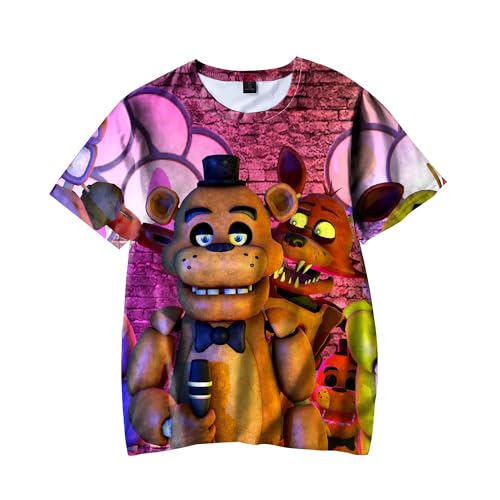 Aulande FNAF T-Shirts für Kinder Jungen 3D gedruckt Five Nights Bear Cartoon Kurzarm T-Shirt Security Breach FNAF Shirt Teens Tops (Type 7, 110) von Aulande