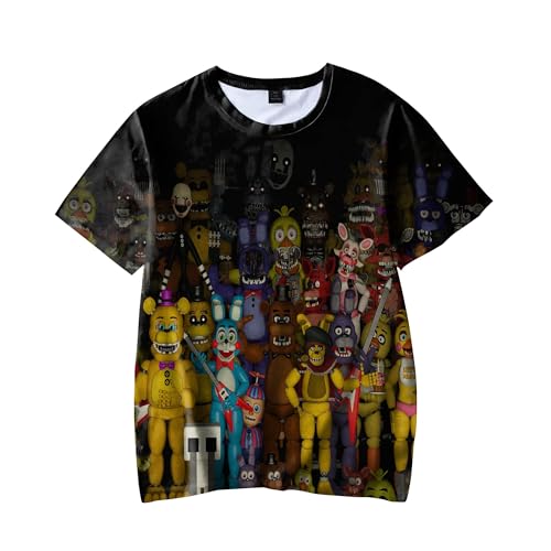 Aulande FNAF T-Shirts für Kinder Jungen 3D gedruckt Five Nights Bear Cartoon Kurzarm T-Shirt Security Breach FNAF Shirt Teens Tops (Type 8, 110) von Aulande