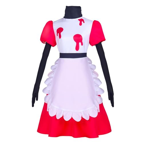 Aulande Hazbin Hotel Cosplay Kostüm Niffty Cosplay Maid Outfit Kleid mit Schürze Handschuhe Anime Kostüm für Halloween Karneval Party (Nifty Costume, L) von Aulande