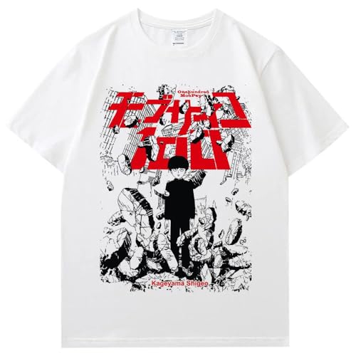 Aulande Mob Psycho 100 T-Shirt Kageyama Shigeo Print Kurzarm Tops Sommer Casual Tee für Unisex (Typ 1, 3XL) von Aulande