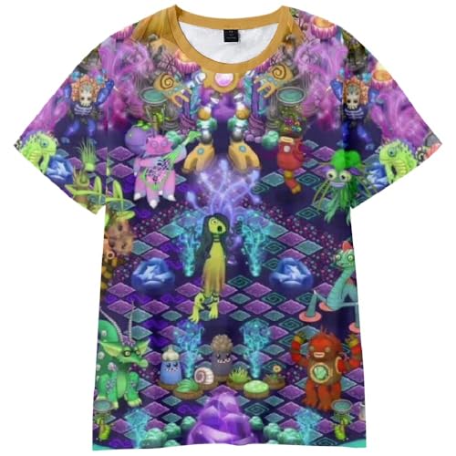 Aulande My Singing Monster T-Shirt 3D Gedruckt Cartoon Spiel T-Shirt Kurzarm Casual Sommer Tees für Kinder und Erwachsene (Typ 3, 100) von Aulande