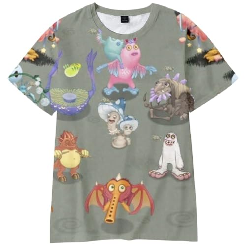 Aulande My Singing Monster T-Shirt 3D Gedruckt Cartoon Spiel T-Shirt Kurzarm Casual Sommer Tees für Kinder und Erwachsene (Typ 4, 3XL) von Aulande