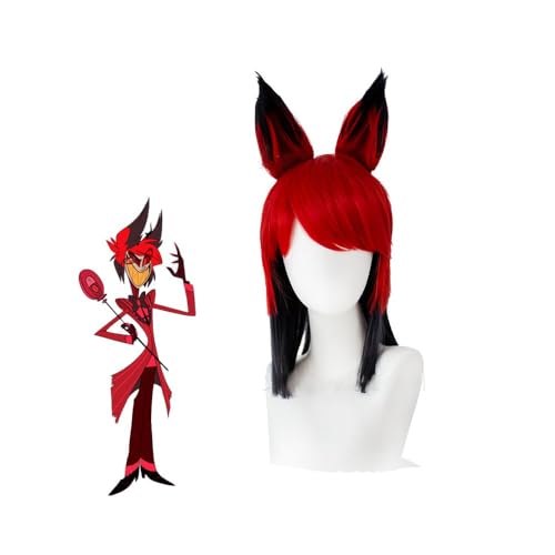 Hazbin Hotel Anime Cosplay Kostüm Anime Charakter Alastor Cosplay Halloween Weihnachten Uniformen Komplettes Set (Percke, F) von Aulande