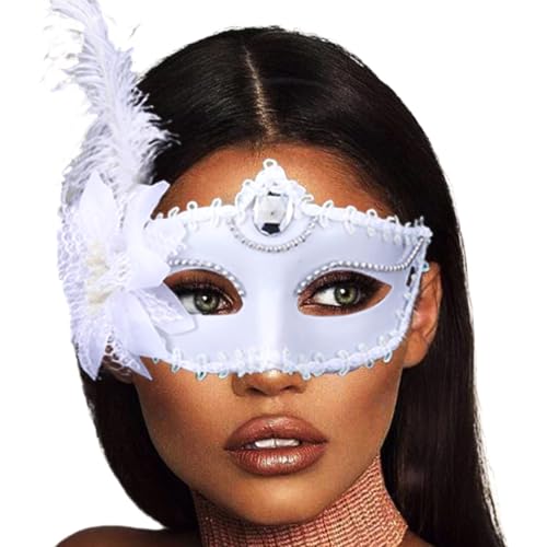 Aularso Damenkostüme Maske Spitze Maskerade Maske Verkleidung Maske Schwarz Cosplay Zubehör für Frauen und Mädchen (Weiß-B) von Aularso