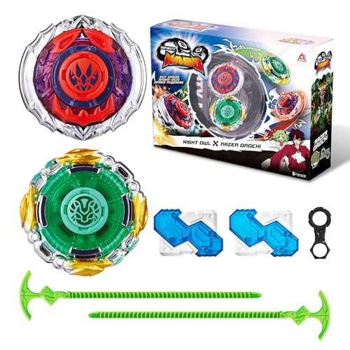 INFINITY NADO Kreisel für Kinder Metall Spielzeug Jungen, Spinning Tops Jungen ab 5 Jahre, Battle Tops Kreisel Launcher Spielzeug, Split Series Night owl Razer orochi Spiel von Infinity Nado