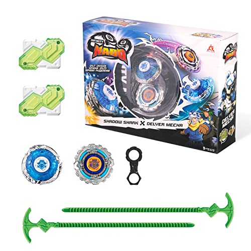 INFINITY NADO Kreisel für Kinder Metall Spielzeug Jungen, Battle Tops Kreisel Launcher Spielzeug Jungen, Spinning Tops Jungen ab 5 Jahre, Shadow Shark Delver Mecha Spiel von Infinity Nado