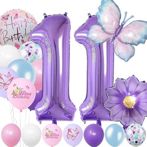 Geburtstagsdeko Mädchen 11 Jahre,Blau Lila Geburtstagsdeko Luftballon 11. Geburtstag,Kindergeburtstag Schmetterling Geburtstag Deko für Mädchen Jungen Geburtstags Festival Party Dekoration Geburtstagsdeko Mädchen 11 Jahre,Blau Lila Geburtstagsdeko Luftballon 11. Geburtstag,Kindergeburtstag Schmetterling Geburtstag Deko für Mädchen Jungen Geburtstags Festival Party Dekoration von Auliuse